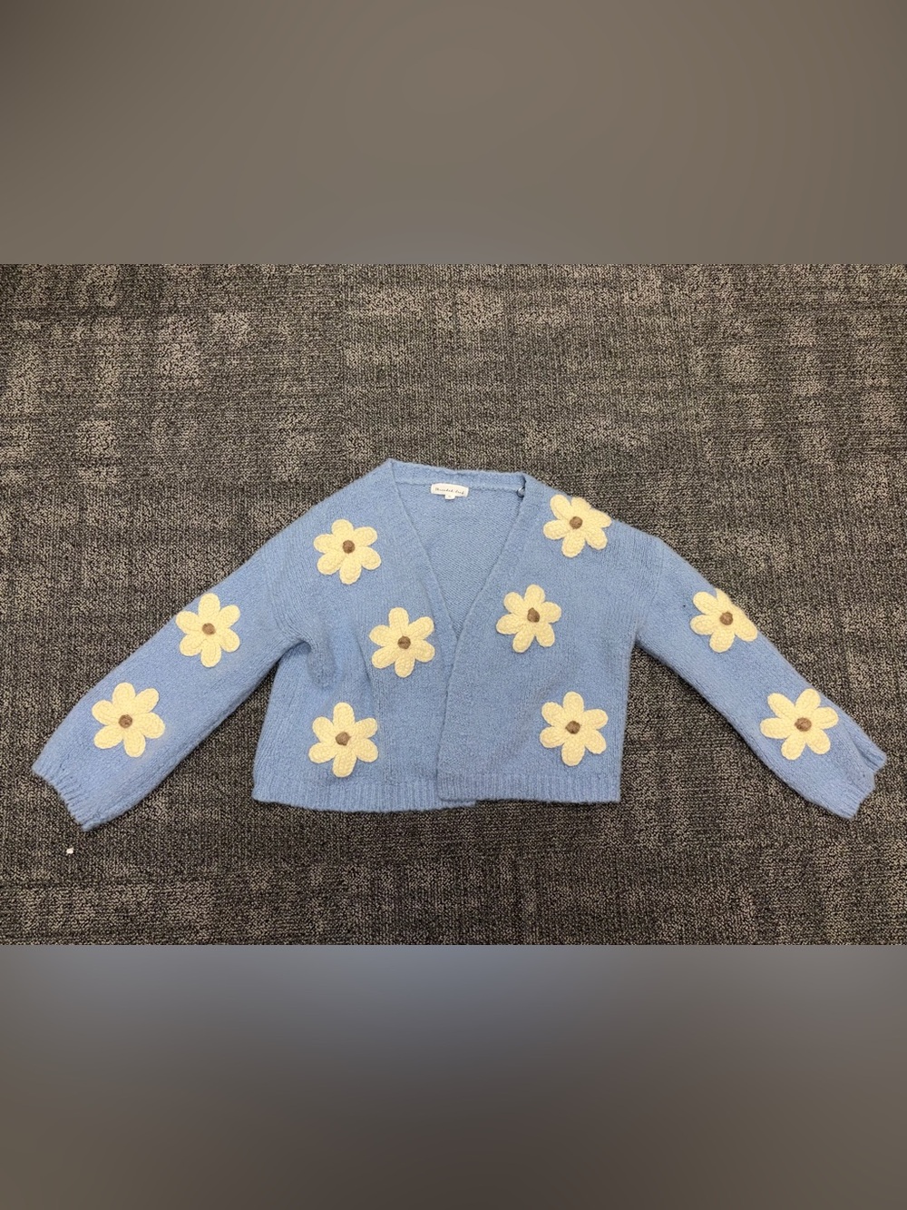 Threaded Leaf 3D Daisy Crochet Knit Cardigan